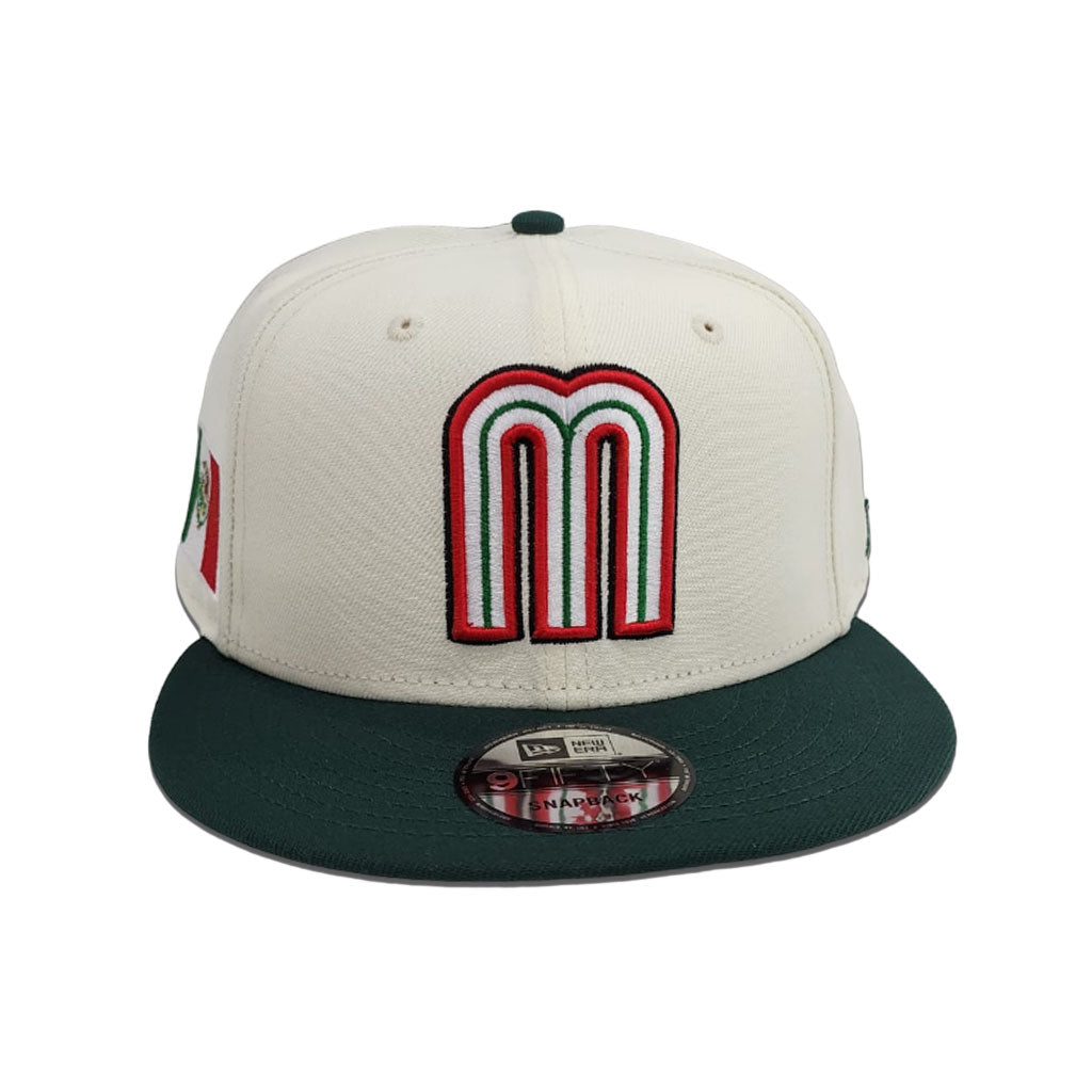 Mexico – Off White Gray W Bottom Side Green Mexico Exclusive Fitted Flag Visor Patch Dark