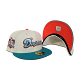 Off White Miami Dolphins Teal Visor Orange Bottom 40th Season Side Patch New Era 59Fifty Fitted