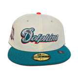 Off White Miami Dolphins Teal Visor Orange Bottom 40th Season Side Patch New Era 59Fifty Fitted