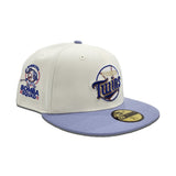 Off White Minnesota Twins Lavender Visor Gray Bottom Bomba Squad Side Patch New Era 59Fifty Fitted