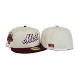 Off White New York Mets Burgundy Visor Pink Bottom 50th Anniversary Side Patch New Era 59Fifty Fitted