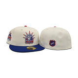 Off White New York Rangers Royal Blue Visor Green Bottom 1994 All Star Game Madison Square Garden Side Patch New Era 59Fifty Fitted