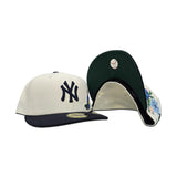 Off White New York Yankees Floral Navy Blue Visor Green Bottom New Era 59Fifty Fitted
