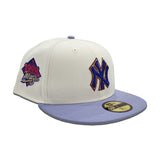 Off White New York Yankees Lavender Visor Gray Bottom 1999 World Series Side Patch New Era 59Fifty Fitted