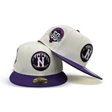 Off White New York Mets Purple Visor Gray Bottom 50th Anniversary Side Patch New Era 59Fifty Fitted