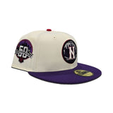 Off White New York Mets Purple Visor Gray Bottom 50th Anniversary Side Patch New Era 59Fifty Fitted