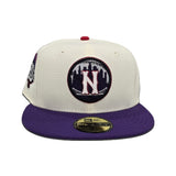 Off White New York Mets Purple Visor Gray Bottom 50th Anniversary Side Patch New Era 59Fifty Fitted