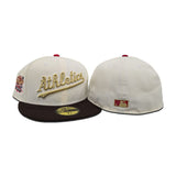 Off White Oakland Athletics Script Logo Brown Visor Green Bottom World Series Battle of The Bay Side Patch New Era 59Fifty Fitted