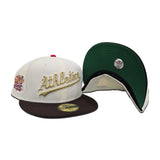 Off White Oakland Athletics Script Logo Brown Visor Green Bottom World Series Battle of The Bay Side Patch New Era 59Fifty Fitted