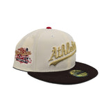 Off White Oakland Athletics Script Logo Brown Visor Green Bottom World Series Battle of The Bay Side Patch New Era 59Fifty Fitted