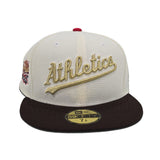 Off White Oakland Athletics Script Logo Brown Visor Green Bottom World Series Battle of The Bay Side Patch New Era 59Fifty Fitted