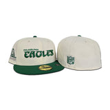 Off White Philadelphia Eagles Green Visor New Era Pro Bowl 75th Anniversary Side Patch 59FIFTY Fitted Hat