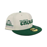 Off White Philadelphia Eagles Green Visor New Era Pro Bowl 75th Anniversary Side Patch 59FIFTY Fitted Hat