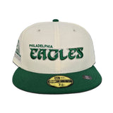 Off White Philadelphia Eagles Green Visor New Era Pro Bowl 75th Anniversary Side Patch 59FIFTY Fitted Hat