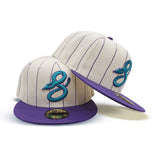 Off White Pinstripe Arizona Diamondbacks Purple Visor Gray Bottom Pinstripe New Era 59Fifty Fitted