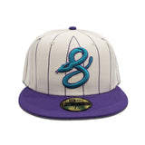 Off White Pinstripe Arizona Diamondbacks Purple Visor Gray Bottom Pinstripe New Era 59Fifty Fitted