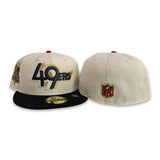 Off White San Francisco 49ers Black Visor Red Bottom Team Helmet Side Patch New Era 59Fifty Fitted