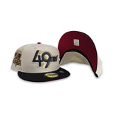 Off White San Francisco 49ers Black Visor Red Bottom Team Helmet Side Patch New Era 59Fifty Fitted