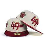 Off White San Francisco 49ers Red Visor Gray Bottom 75th Anniversary Side Patch New Era 59Fifty Fitted