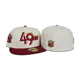 Off White San Francisco 49ers Red Visor Gray Bottom 75th Anniversary Side Patch New Era 59Fifty Fitted