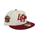 Off White San Francisco 49ers Red Visor Gray Bottom 75th Anniversary Side Patch New Era 59Fifty Fitted