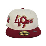 Off White San Francisco 49ers Red Visor Gray Bottom 75th Anniversary Side Patch New Era 59Fifty Fitted