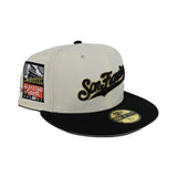 Off White Script San Francisco Giants Black Visor Gray Bottom 2007 All Star Game Side Patch New Era 59Fifty Fitted