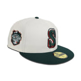Off White Seattle Mariners Dark Green Visor Gray Bottom 2023 All Star Game Side Patch New Era 59Fifty Fitted