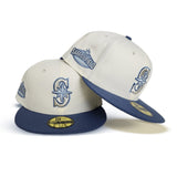 Off White Seattle Mariners Indigo Blue Visor Gray Bottom Safeco Field Side Patch New Era 59Fifty Fitted