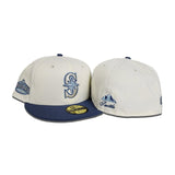 Off White Seattle Mariners Navy Blue Visor Gray Bottom Three Rivers Stadium Side Patch New Era 59Fifty Fitted