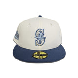 Off White Seattle Mariners Navy Blue Visor Gray Bottom Three Rivers Stadium Side Patch New Era 59Fifty Fitted