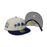 Off White Los Angeles Dodgers Royal Blue Visor Gray Bottom # 17 Shohei Ohtani Side Patch New Era 59Fifty Fitted