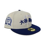 Off White Los Angeles Dodgers Royal Blue Visor Gray Bottom # 17 Shohei Ohtani Side Patch New Era 59Fifty Fitted