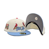 Off White St. Louis Cardinals The Lou Sky Blue Visor Gray Bottom Busch Stadium Side Patch New Era 59Fifty Fitted