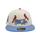 Off White St. Louis Cardinals The Lou Sky Blue Visor Gray Bottom Busch Stadium Side Patch New Era 59Fifty Fitted