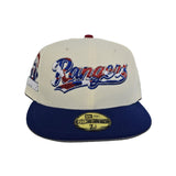 Off White Texas Rangers Camo Logo Gray Bottom 2023 World Series Champions Side Patch New Era 59Fifty Fitted