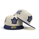 Off White Toronto Maple Leafs Light Navy Blue Visor Gray Bottom 75th Anniversary Side Patch New Era 59Fifty Fitted