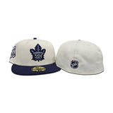 Off White Toronto Maple Leafs Light Navy Blue Visor Gray Bottom 75th Anniversary Side Patch New Era 59Fifty Fitted