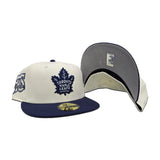 Off White Toronto Maple Leafs Light Navy Blue Visor Gray Bottom 75th Anniversary Side Patch New Era 59Fifty Fitted