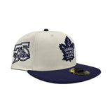 Off White Toronto Maple Leafs Light Navy Blue Visor Gray Bottom 75th Anniversary Side Patch New Era 59Fifty Fitted