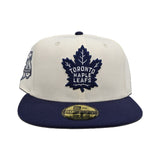 Off White Toronto Maple Leafs Light Navy Blue Visor Gray Bottom 75th Anniversary Side Patch New Era 59Fifty Fitted