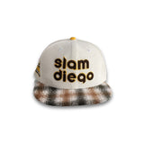 Off White Corduroy San Diego Padres Tan/Brown Plaid Visor Gray Bottom National League Side patch New Era 59Fifty Fitted