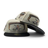 Off White Arizona Diamondbacks Lightning Logo Black Visor Gray Bottom 1998 Inaugural Season Side Patch New Era 59Fifty Fitted