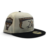 Off White Arizona Diamondbacks Lightning Logo Black Visor Gray Bottom 1998 Inaugural Season Side Patch New Era 59Fifty Fitted
