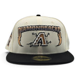 Off White Arizona Diamondbacks Lightning Logo Black Visor Gray Bottom 1998 Inaugural Season Side Patch New Era 59Fifty Fitted