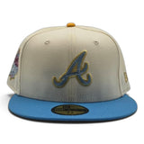 Off White Atlanta Braves Sky Blue Visor Pink Bottom 1999 World Series Side Patch New Era 59Fifty Fitted