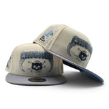 Off White Chicago Cubs Lightning Logo Gray Visor Icy Blue Bottom Be Alert Foul Balls Side Patch New Era Fitted