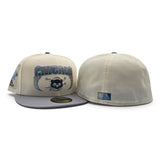 Off White Chicago Cubs Lightning Logo Gray Visor Icy Blue Bottom Be Alert Foul Balls Side Patch New Era Fitted