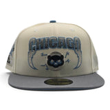 Off White Chicago Cubs Lightning Logo Gray Visor Icy Blue Bottom Be Alert Foul Balls Side Patch New Era Fitted