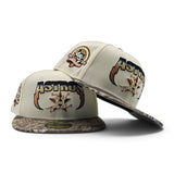 Off White Houston Astros Lightning Logo Real Tree Camo Visor Gray Bottom 45th Anniversary Side Patch New Era 59Fifty Fitted
